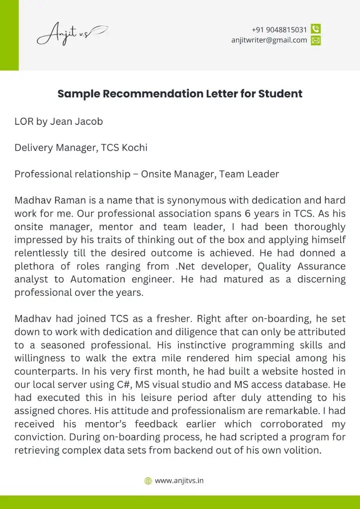 Best Sample Letter of for Student 2024