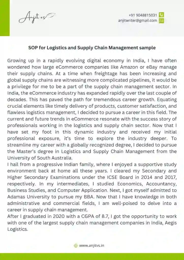 SOP for Logistics and Supply Chain Management Free Sample