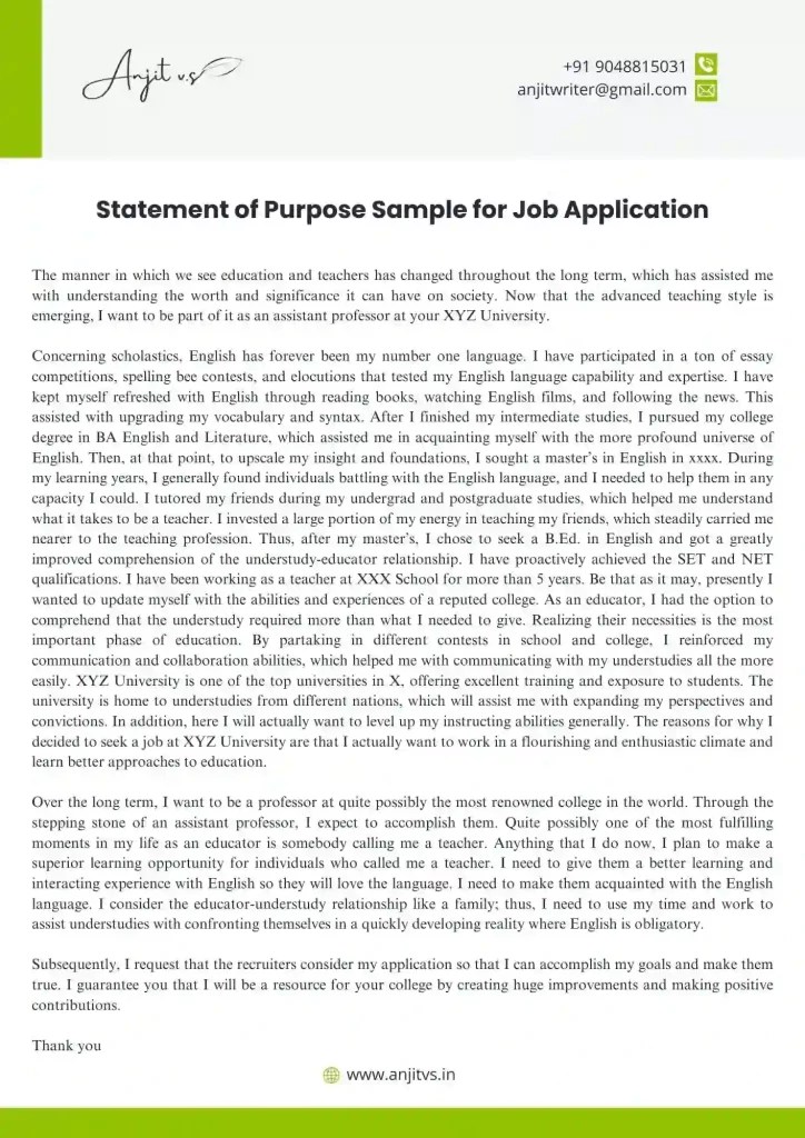 SOP for Job Application Sample, Format & PDFs 2024