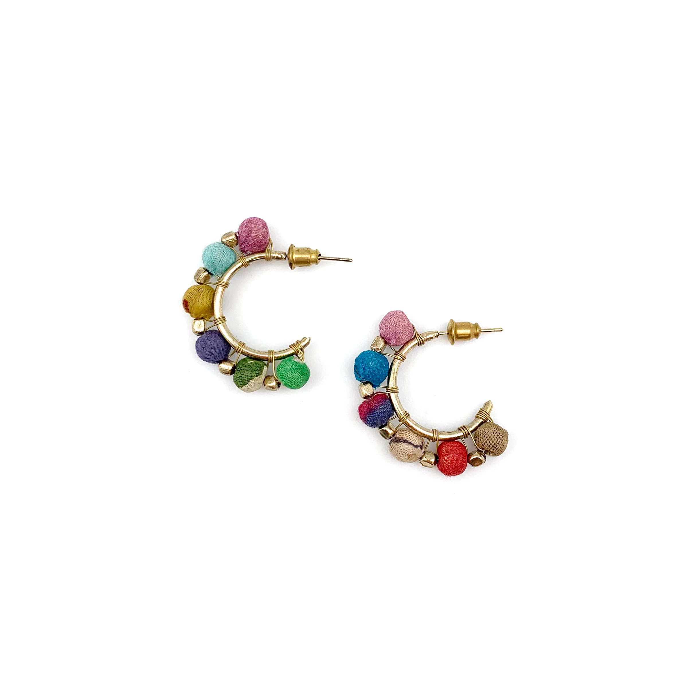 Aasha Small Round Beaded Hoop Earrings Anju Jewelry