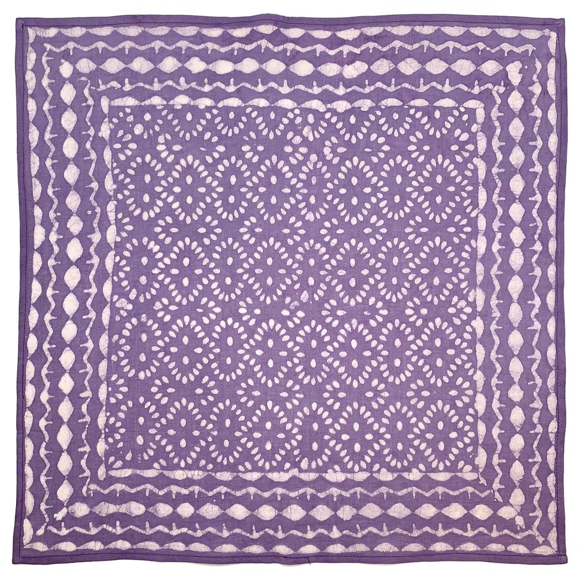 Block Printed Bandana Purple Allover Small Shapes Design Anju Jewelry