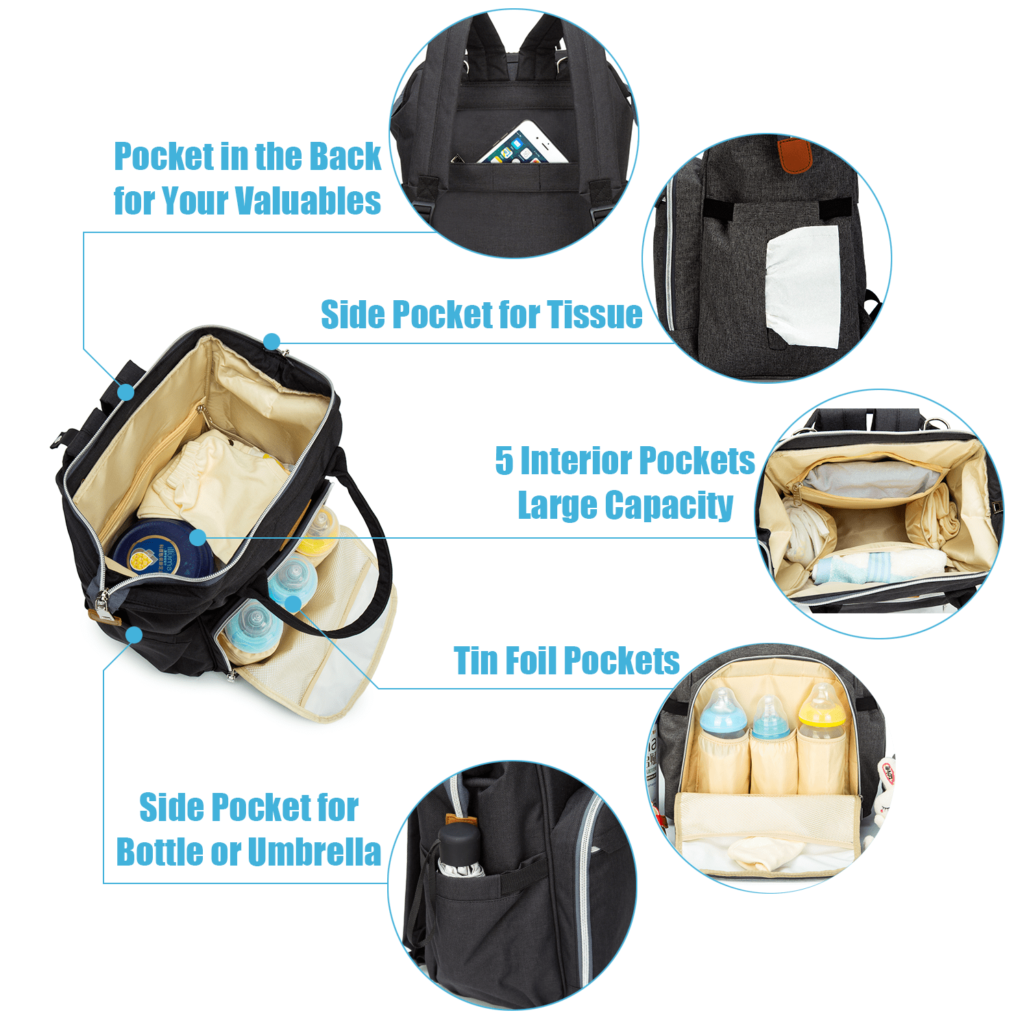 Waterproof Diaper Bag Backpack for Babies Ankommling LD22