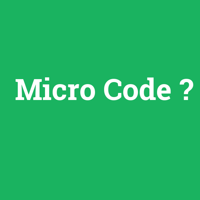 Micro code ne demek?