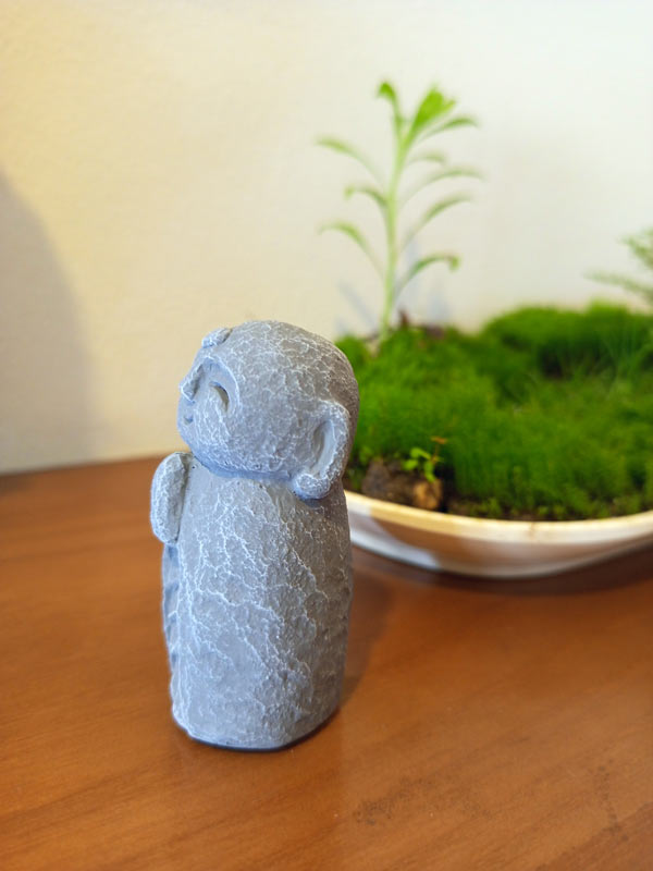 Japanese Zen Jizo Statue, Stone Jizo Statue, Miniature Concrete Jizo
