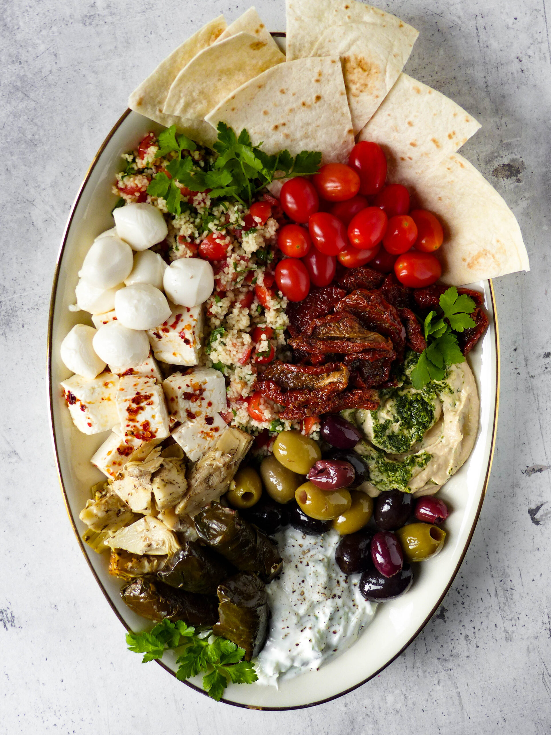 Vegetarische MezzePlatte Griechische Vorspeisen Anna Lee EATS.