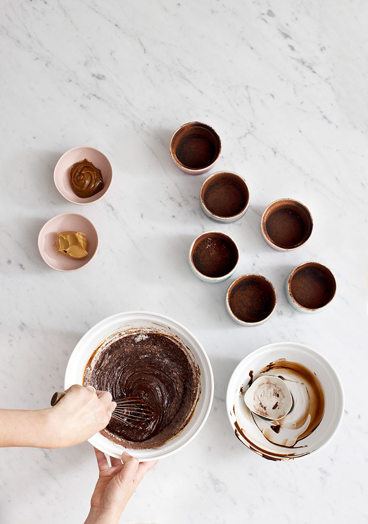 Chocolate Peanut Butter & Dulce de Leche Lava Cakes Anna Olson