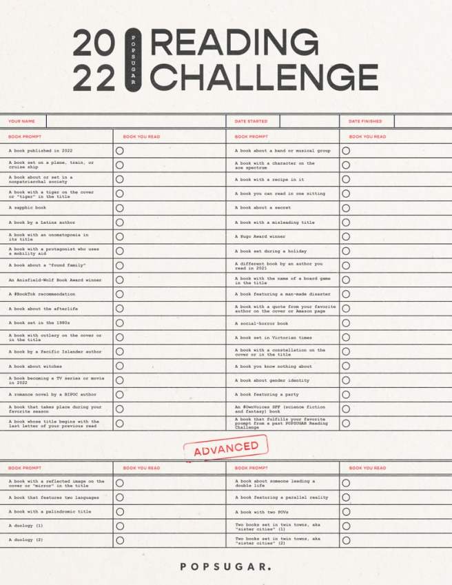 PopSugar 2022 Reading Challenge. annbenjamin