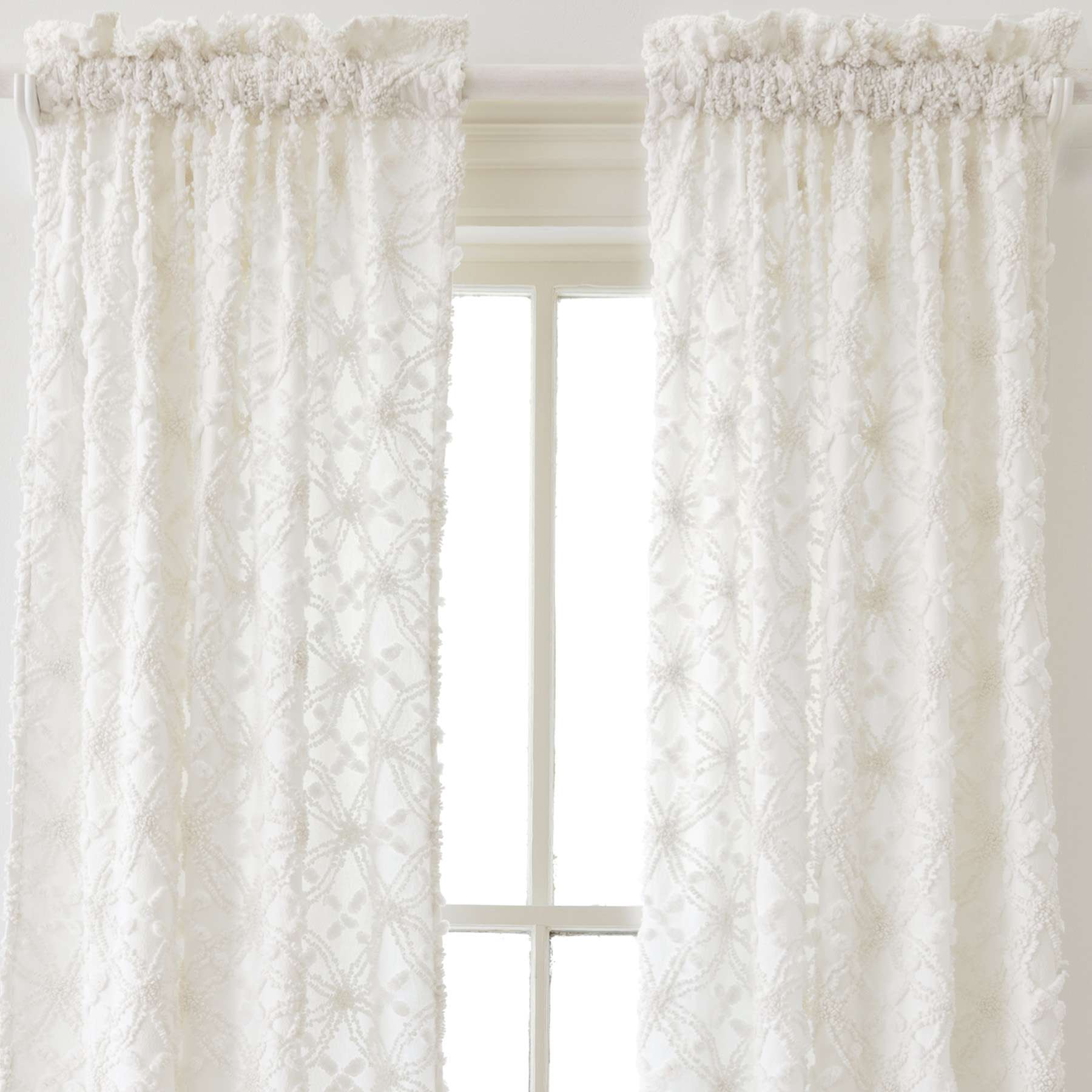 Candlewick Dove White Window Panel Pine Cone Hill