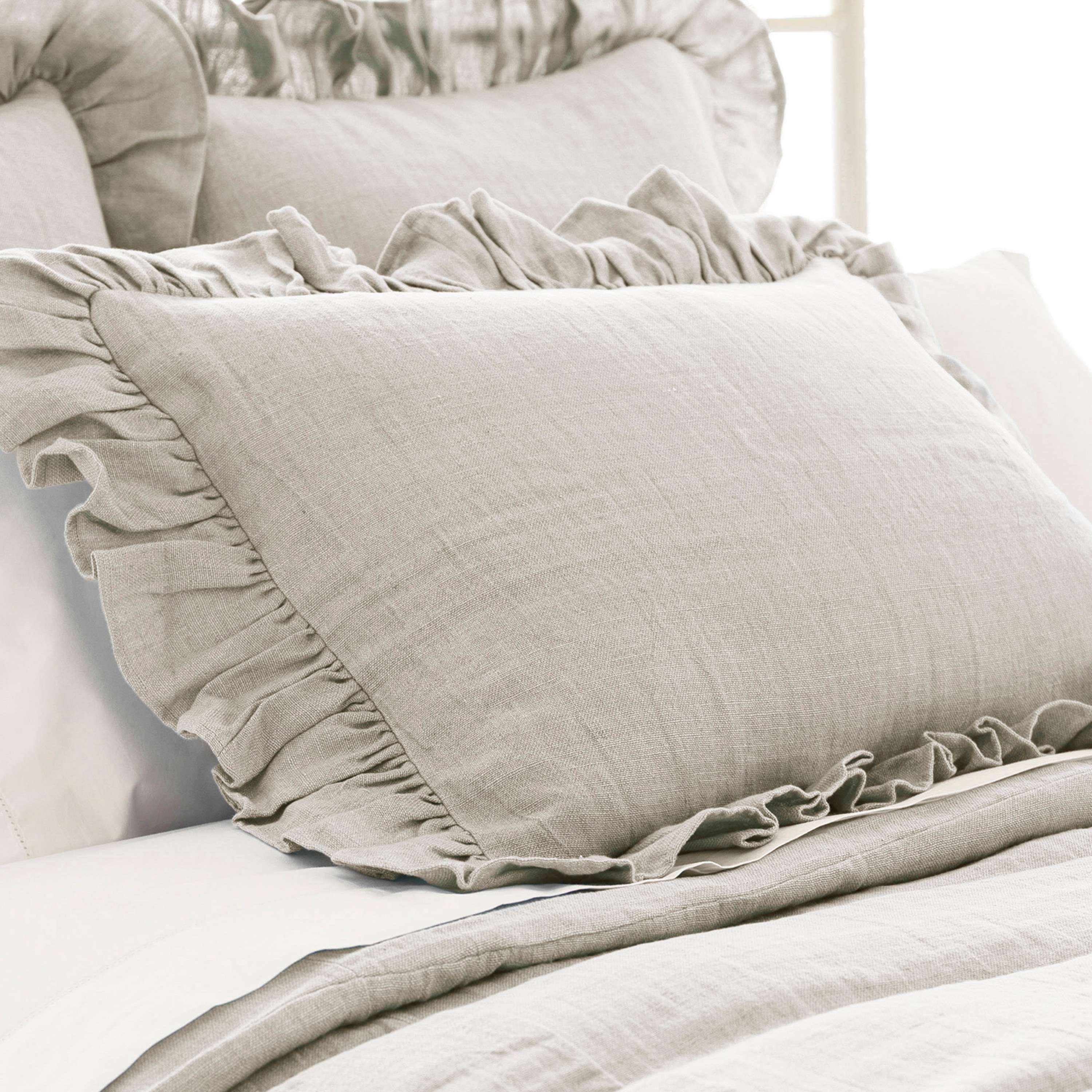 Stone Washed Linen Pearl Grey Ruffled Sham The Outlet