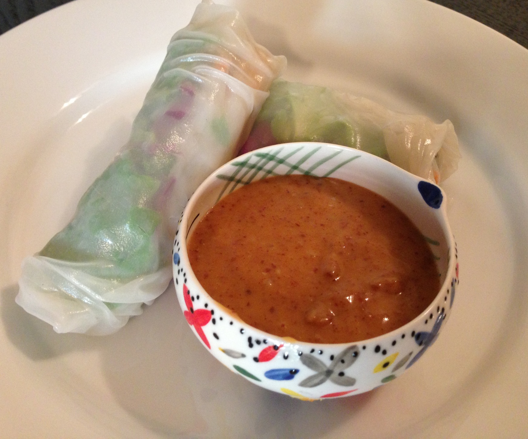 Vegetarian Spring Rolls with Almond Butter Dipping Sauce Annie Wonderlich