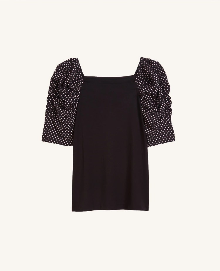 Dotted Puff Sleeve Top