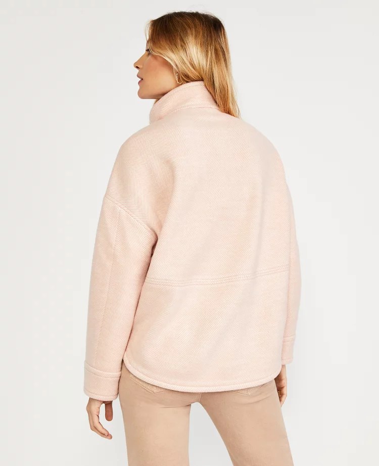 Herringbone Funnel Neck Coat