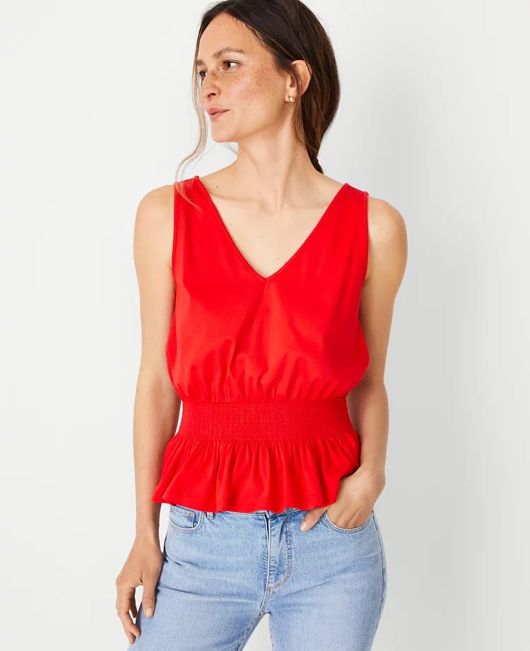 Red Sleeveless Tops for Women Ann Taylor