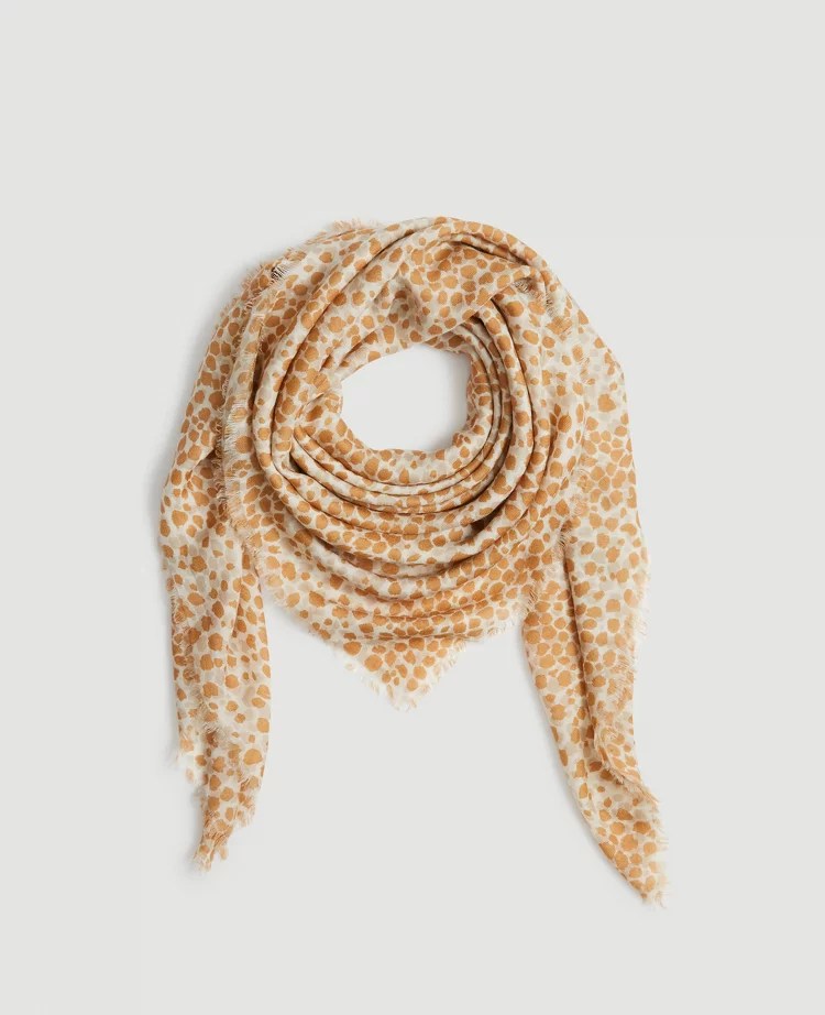 Leopard Print Wool Cashmere Scarf
