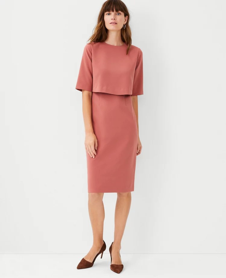 Petite Overlay Elbow Sleeve Dress