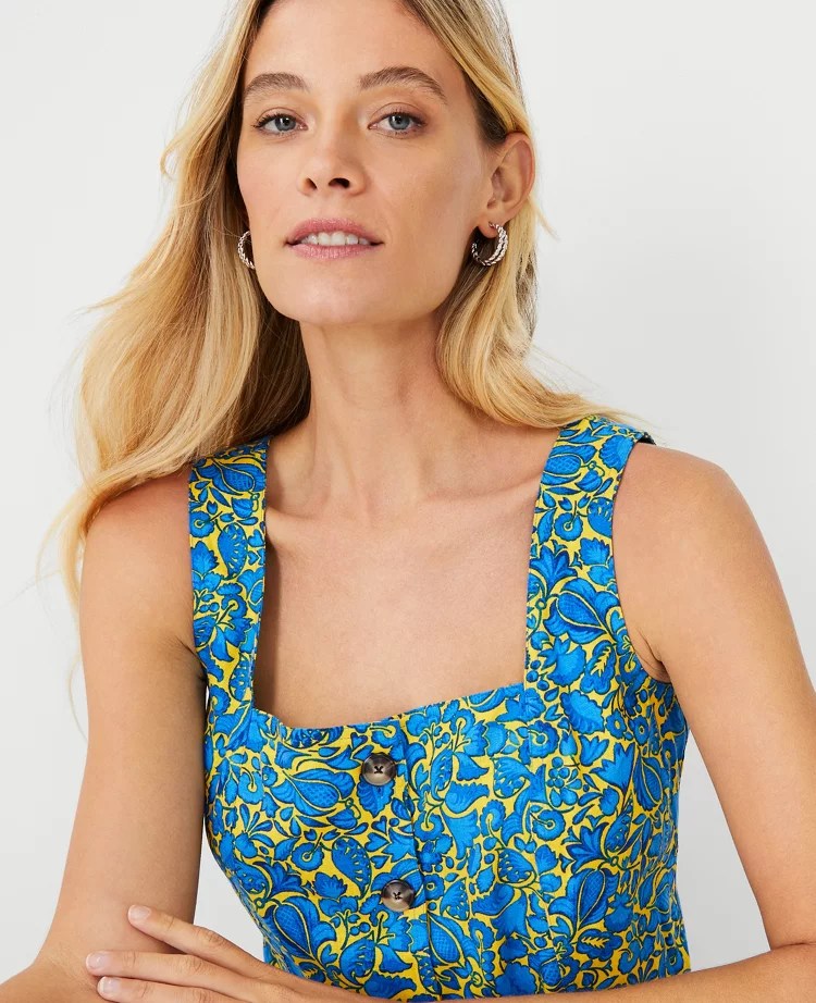 Floral Linen Blend Belted Utility Top