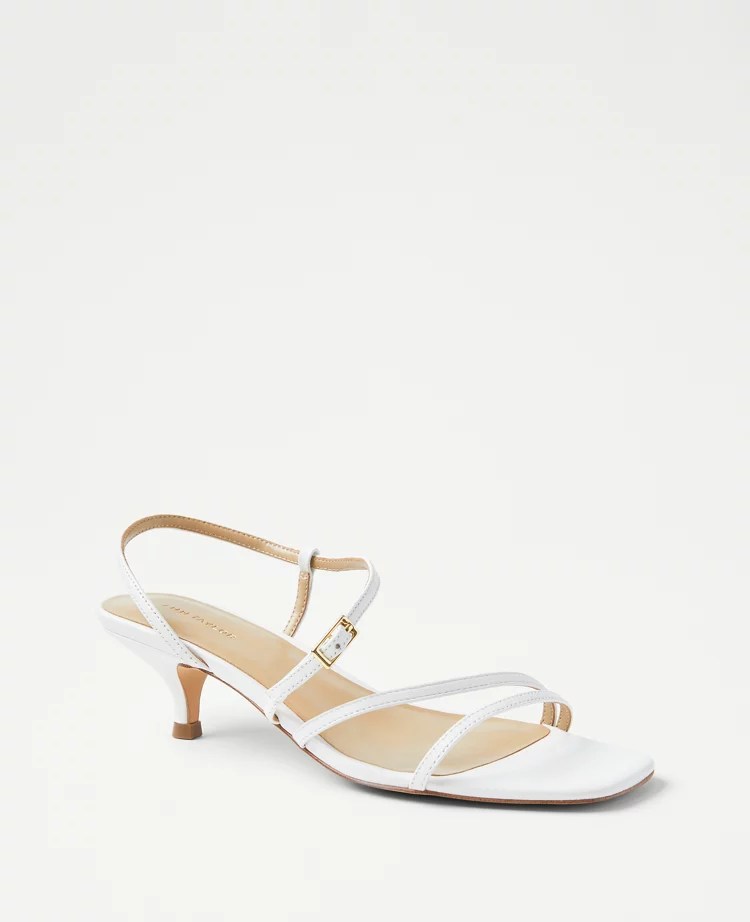 Strappy Leather Kitten Heel Sandals