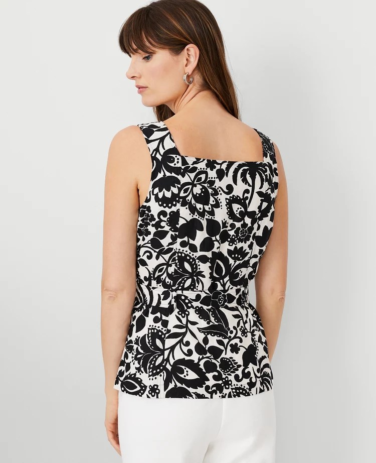 Floral Linen Blend Utility Top