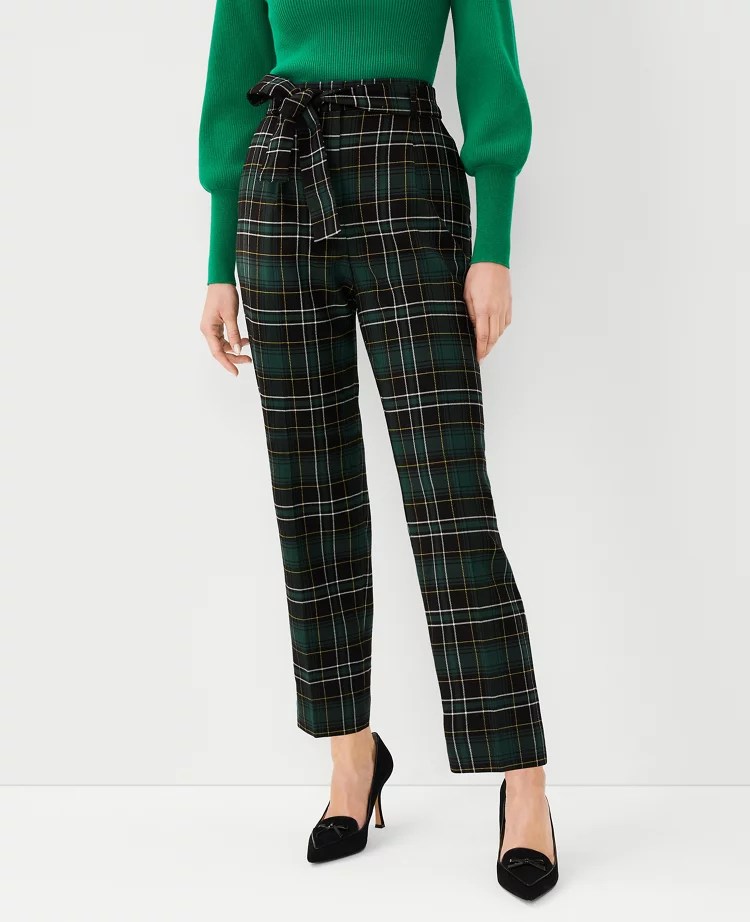 The High Tie Waist Ankle Pant in Plaid