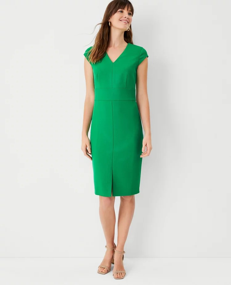 Cap Sleeve VNeck Sheath Dress