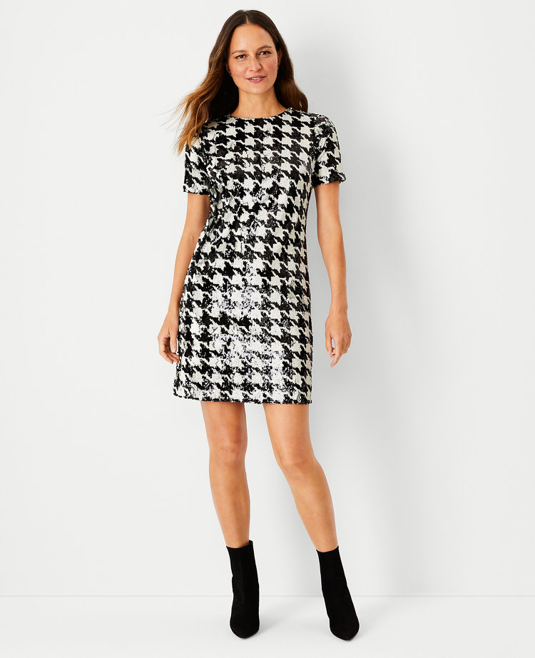Sequin Houndstooth TShirt Dress