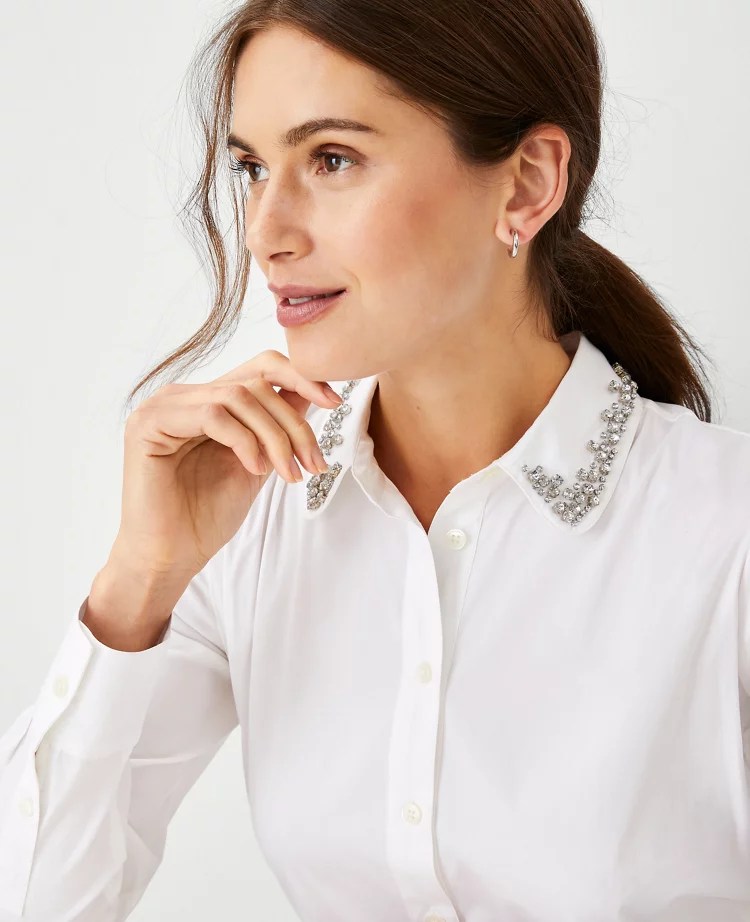 Embellished Collar Relaxed Perfect Shirt