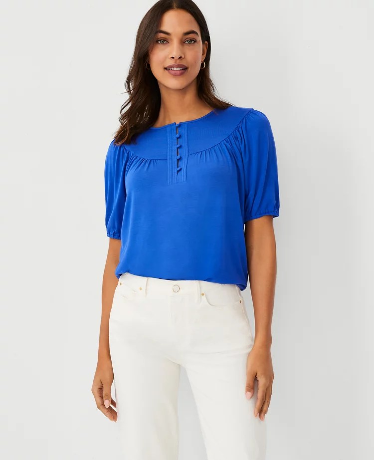 Shirred Puff Sleeve Top