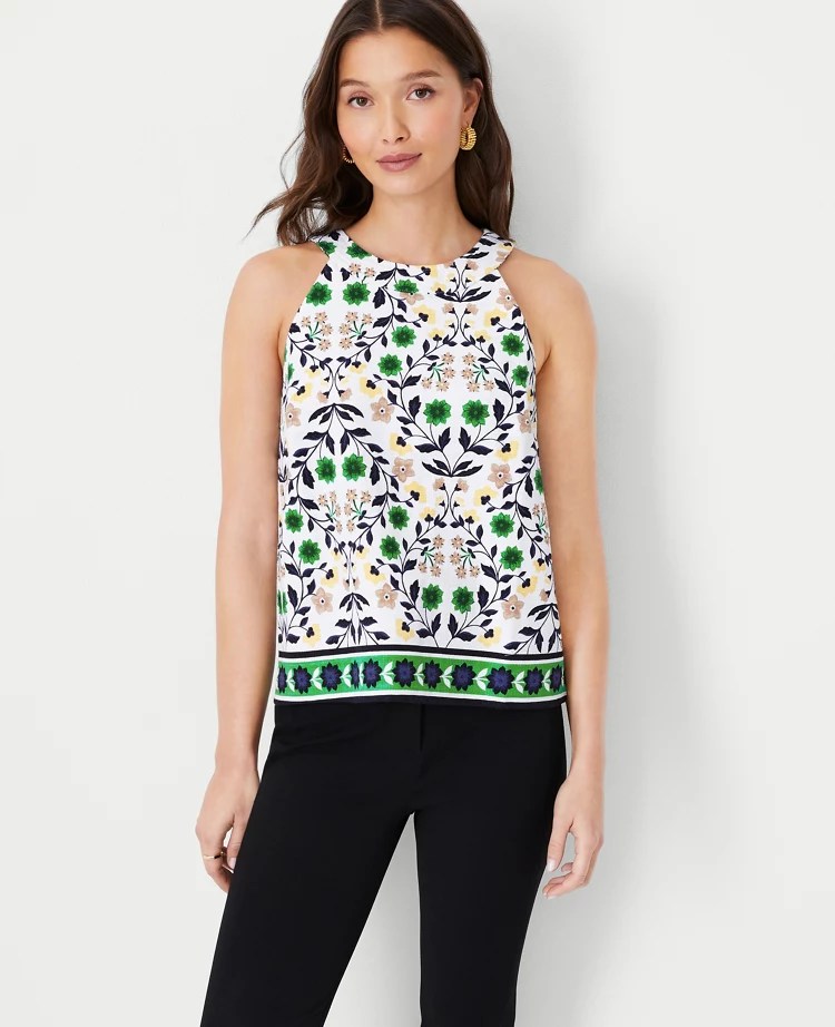 Floral Button Back Halter Top