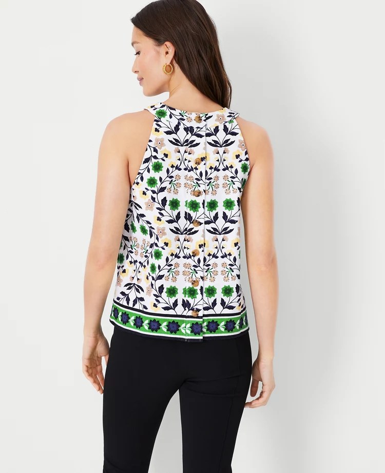 Floral Button Back Halter Top