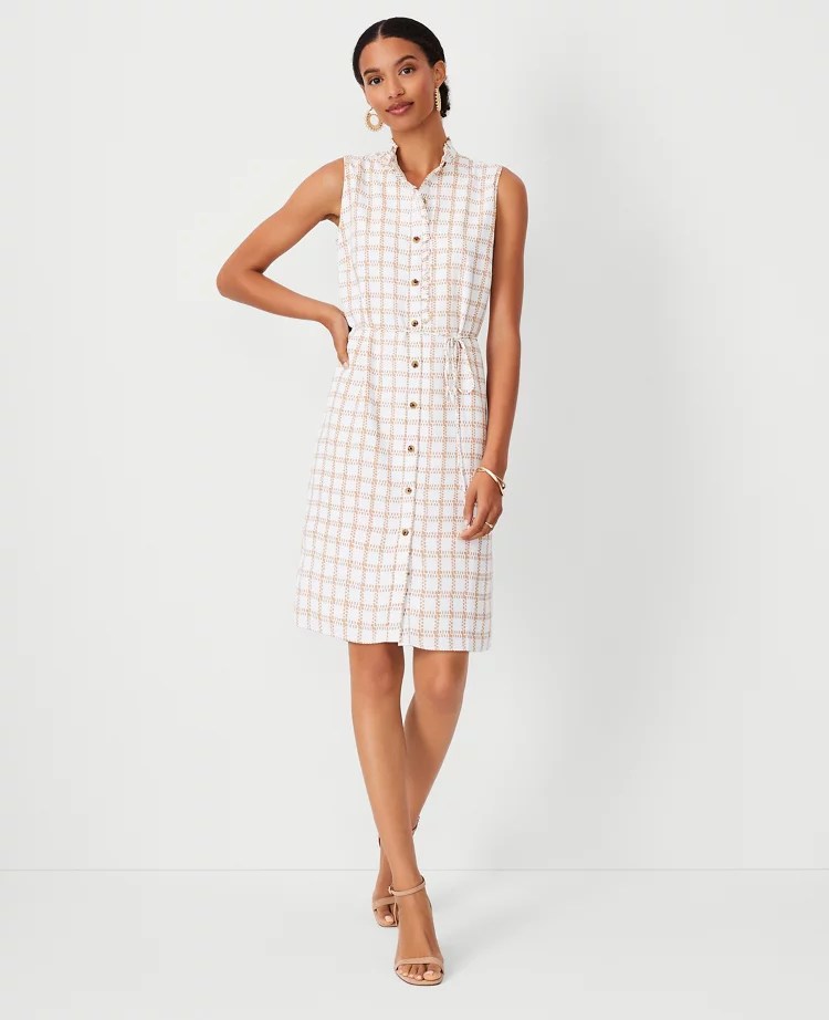 Plaid Sleeveless Shirtdress