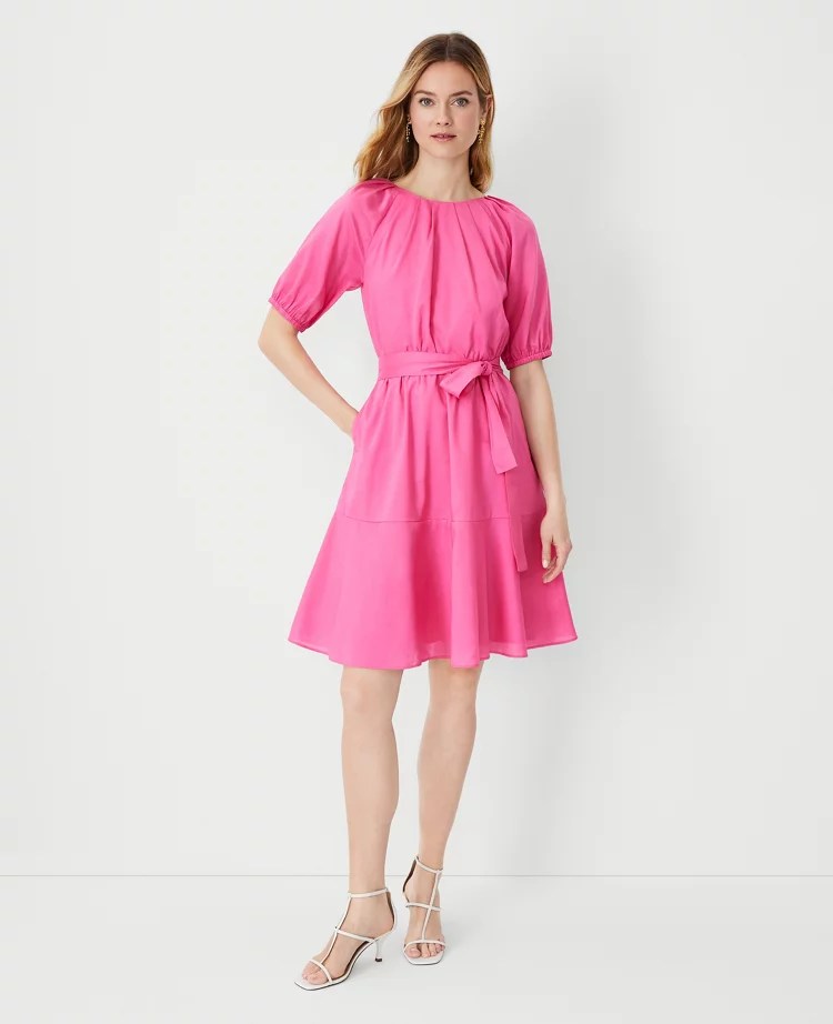 Petite Pleated Flare Pocket Dress