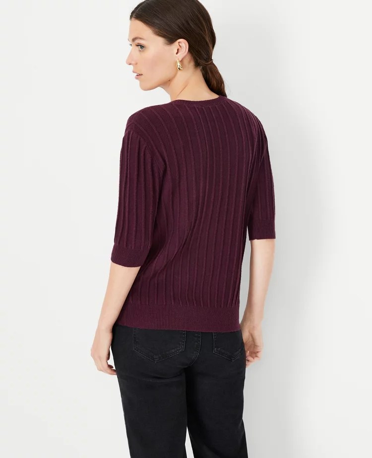 Petite Ribbed Elbow Sleeve Sweater