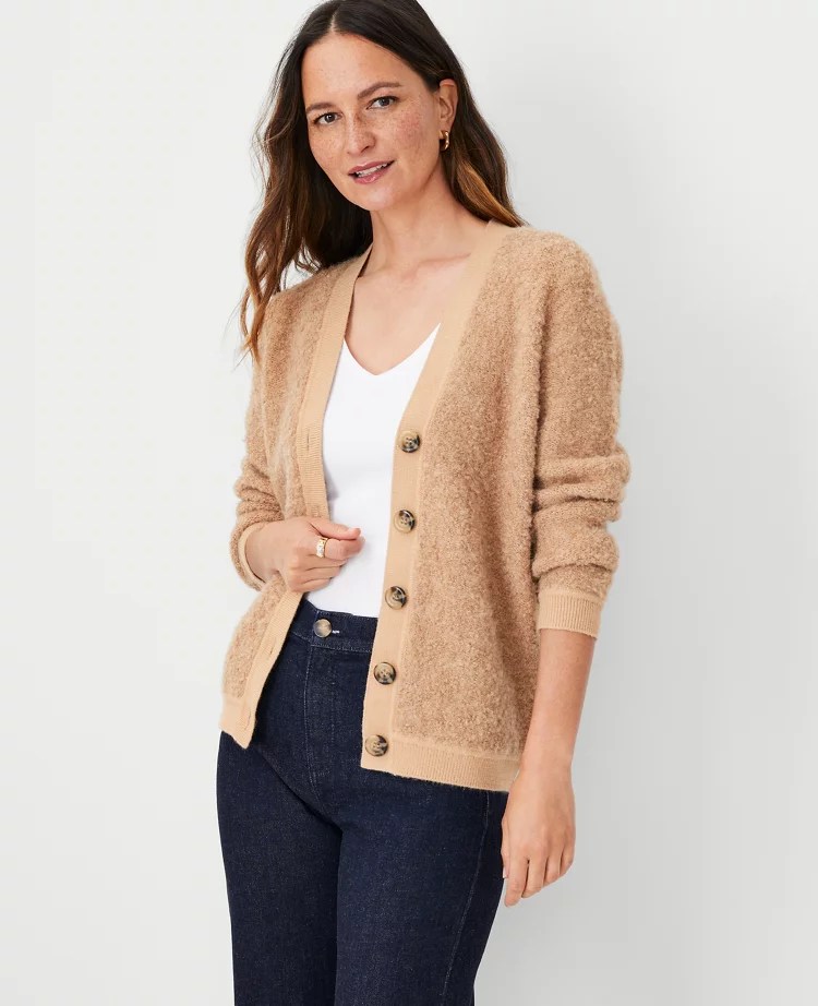 Petite Boucle Boyfriend Cardigan