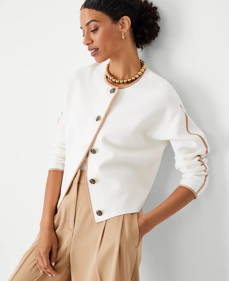 Tipped Refined Sweater Jacket