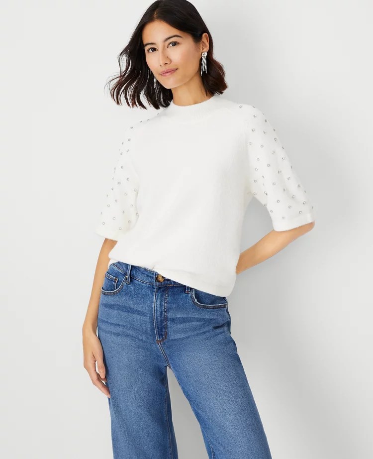 Embellished Raglan Sleeve Sweater