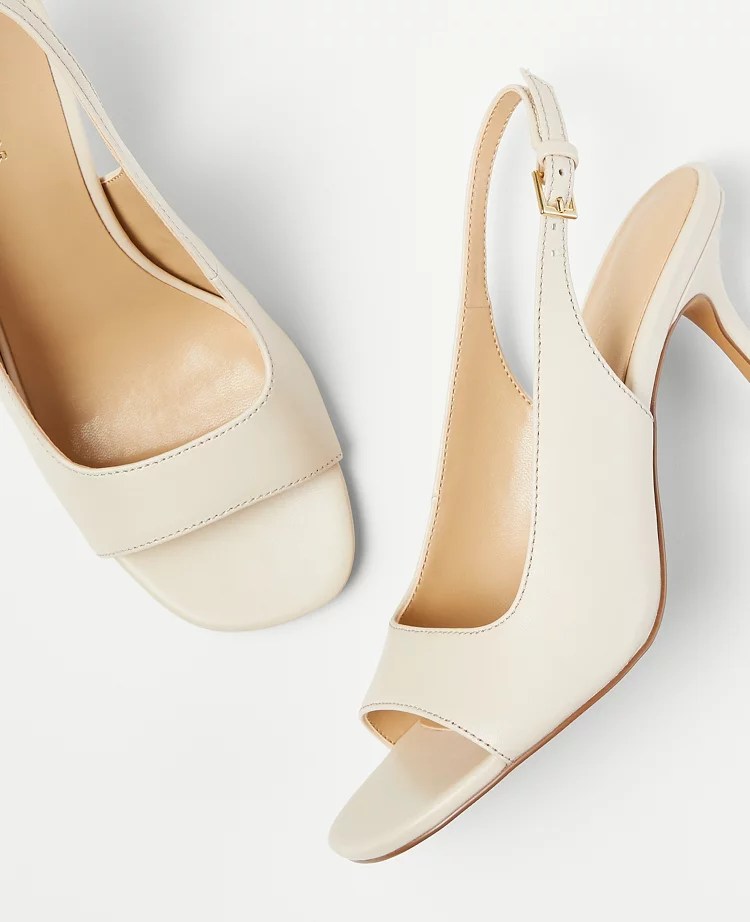 Leather Square Toe Slingback Sandals