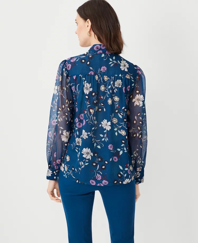 Floral Stand Collar Shirt