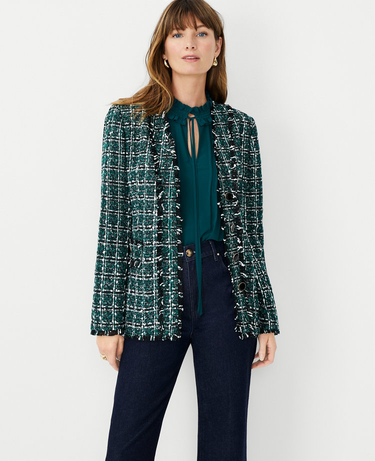 Shimmer Tweed VNeck Cardigan Jacket