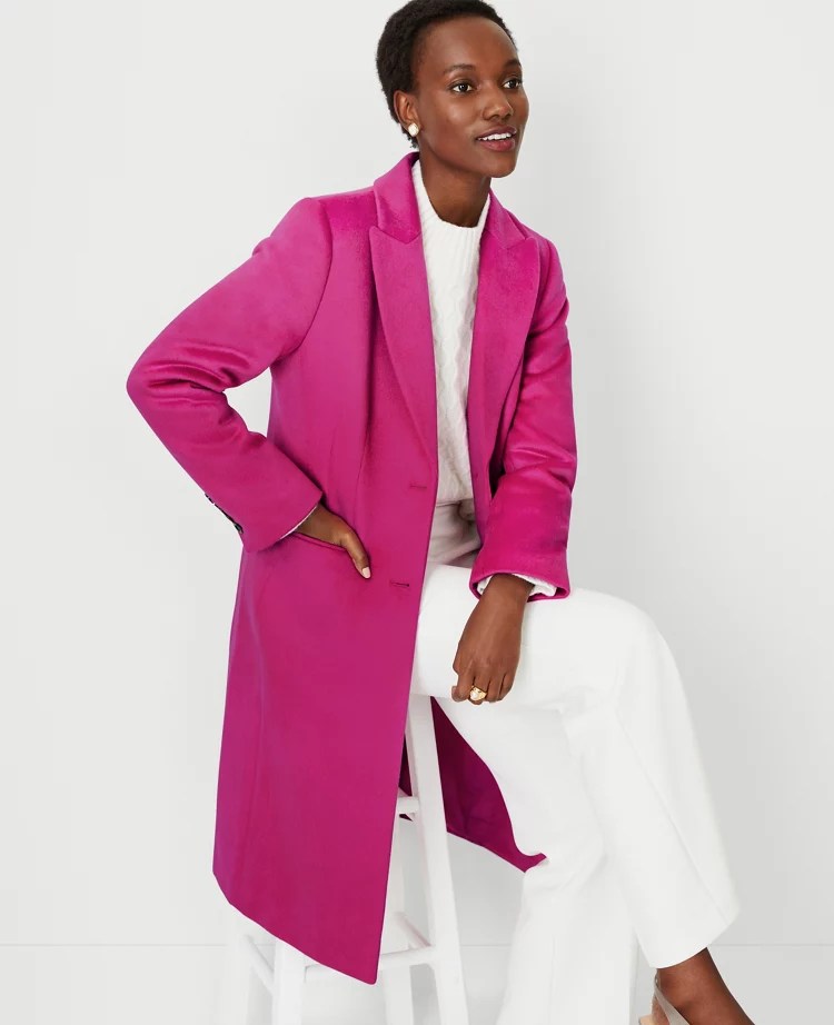 Wool Blend Tailored Chesterfield Coat