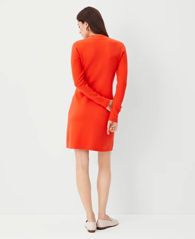 Button VNeck Sweater Dress