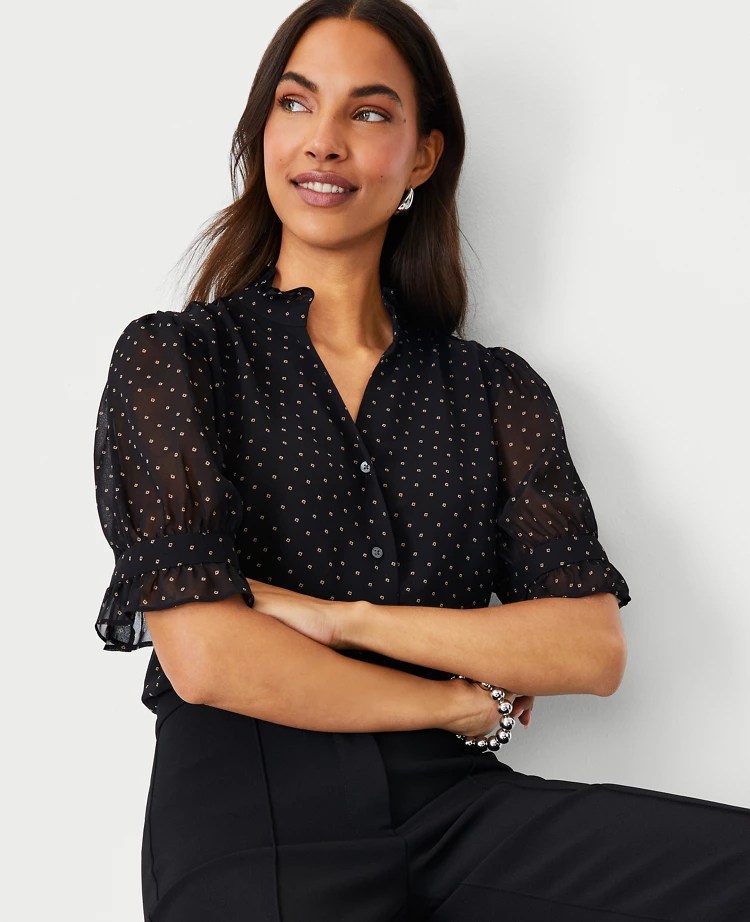 Women's Black Tops, Blouses & Shirts Ann Taylor