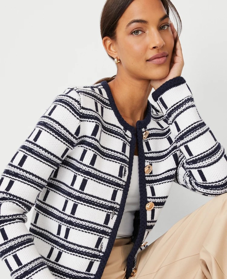 Plaid Stitch Sweater Jacket