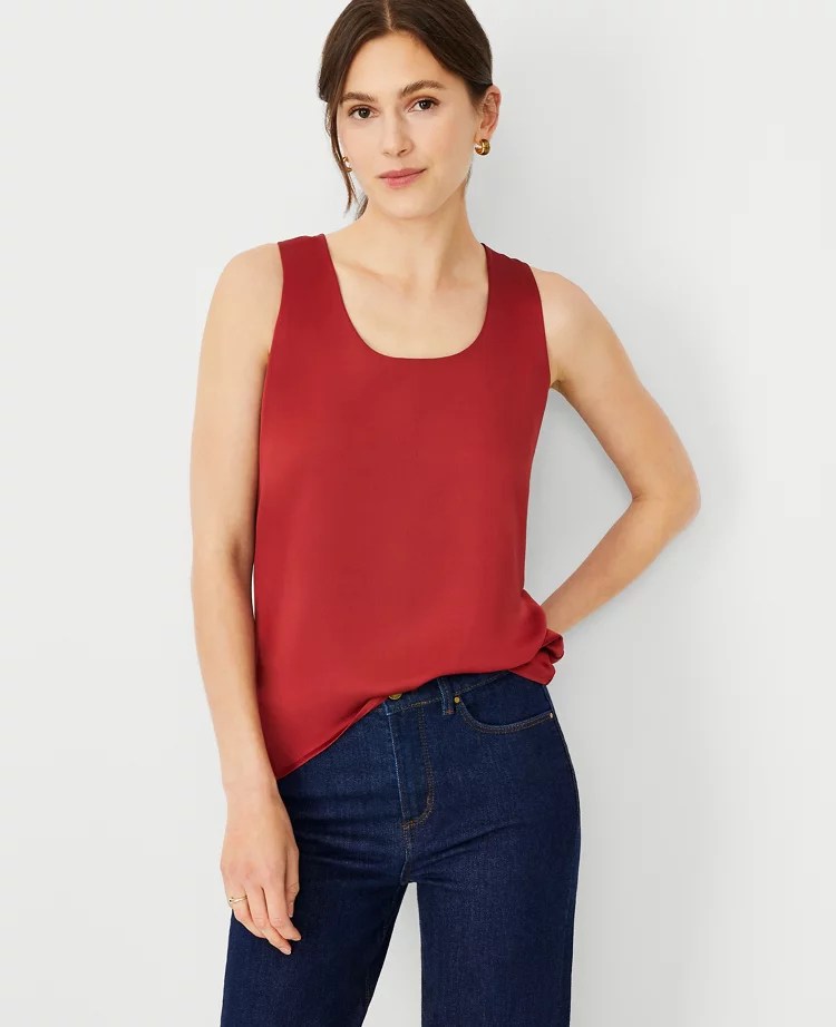 Shimmer Mixed Media Scoop Neck Shell