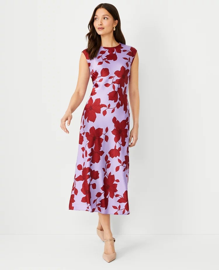 Floral Cap Sleeve Slip Dress