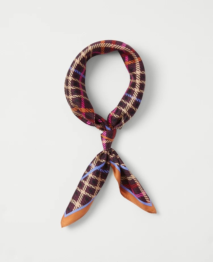 Plaid Silk Little Scarf