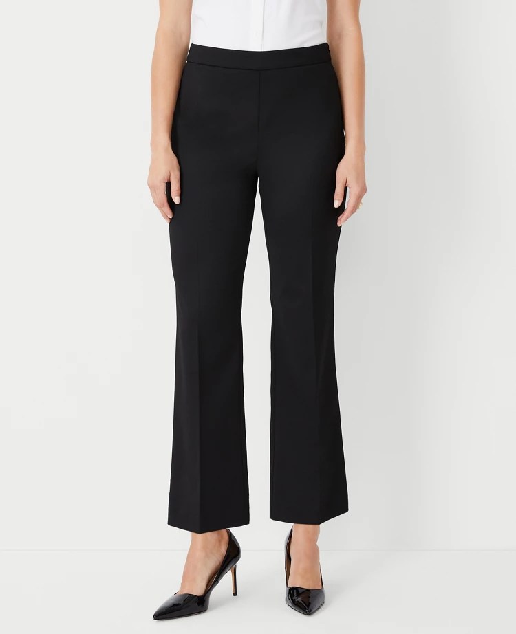 The High Rise Side Zip Flare Ankle Pant in Sateen Curvy Fit