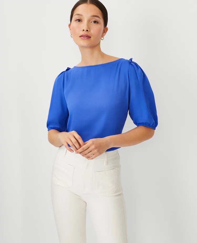 Mixed Media Puff Sleeve Top