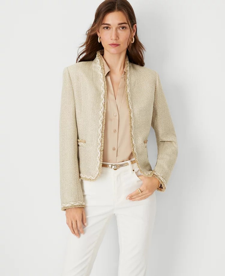 Petite Metallic Tweed Cutaway Jacket