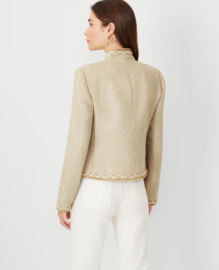 Petite Metallic Tweed Cutaway Jacket