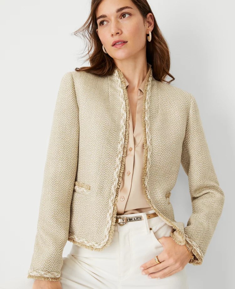Petite Metallic Tweed Cutaway Jacket